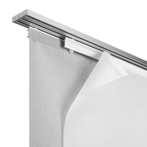 Gardinia Flächenvorhangschiene, 3-läufig, Silber, 210 cm mit Vorhängen.