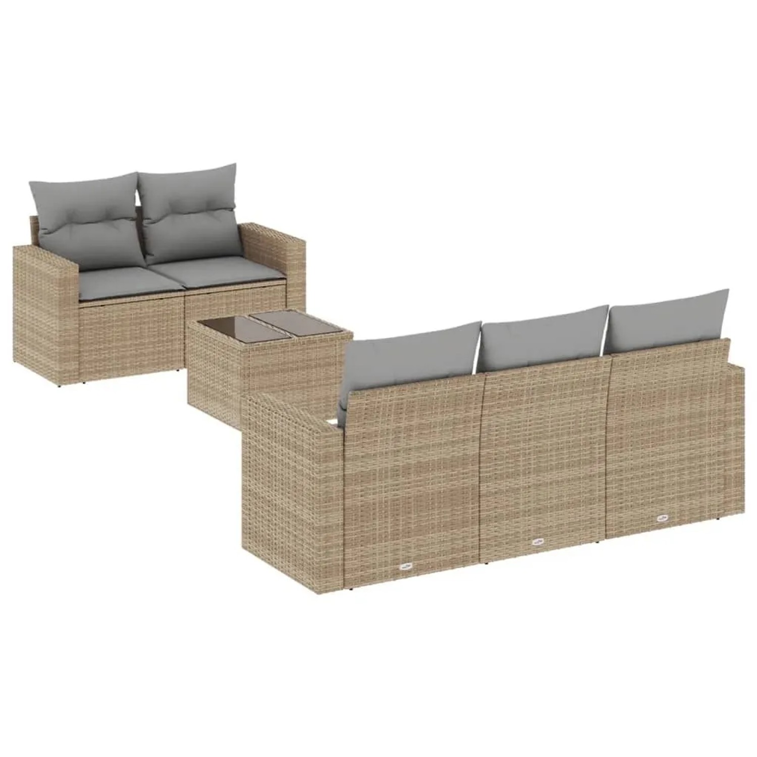 vidaXL 6-Tlg Garten-Sofagarnitur mit Kissen Beige Poly Rattan 3251036
