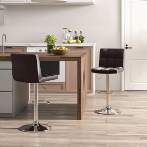 Costway Barhocker 2er Set Aus Kunstleder 150 kg Belastbar Braun