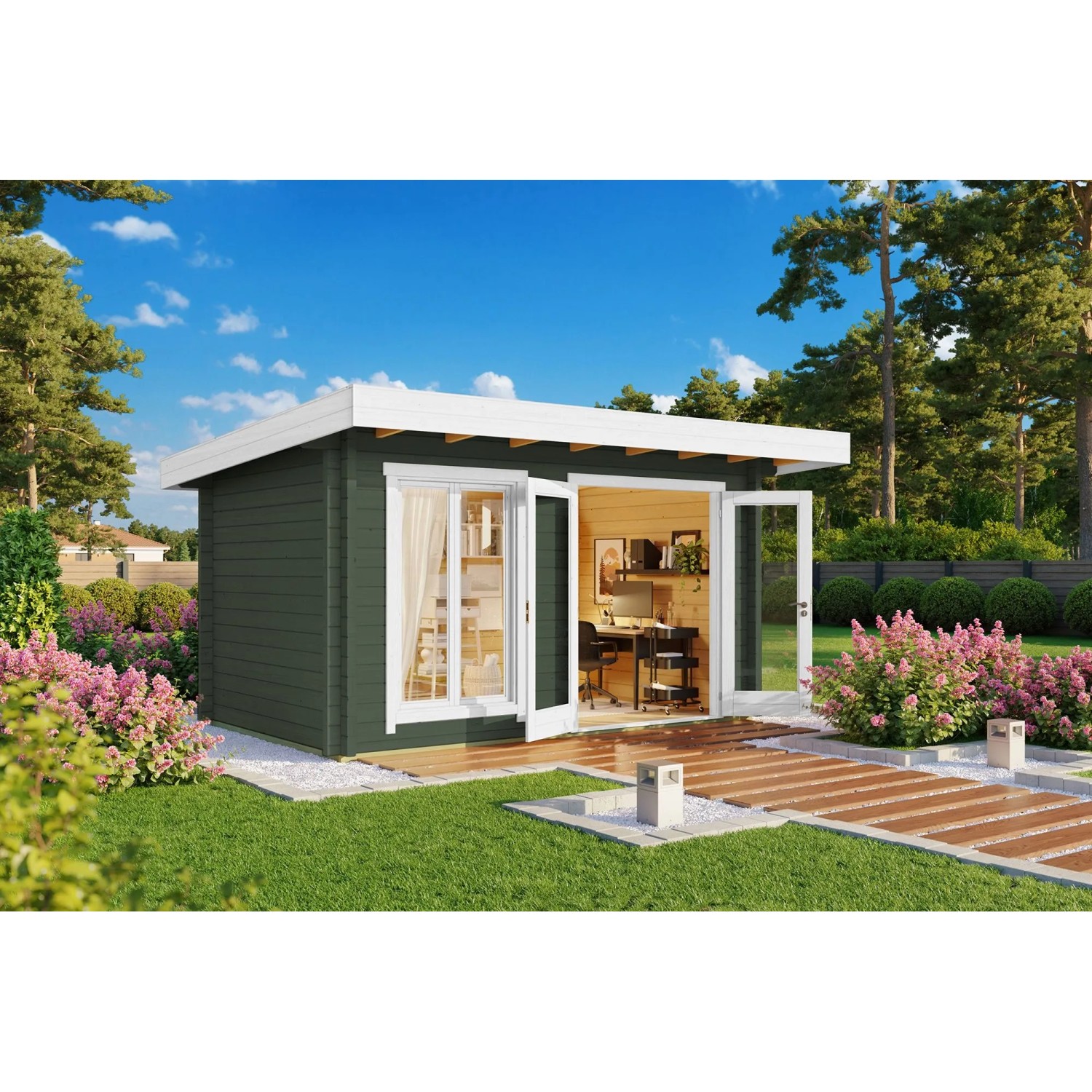 Lasita Gartenhaus Dorset 71 Grau-Grün 400 cm x 250 cm