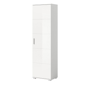 Inn.Furn Garderobenschrank Weiß Hochglanz 55 cm mit Kleiderstange Grazie