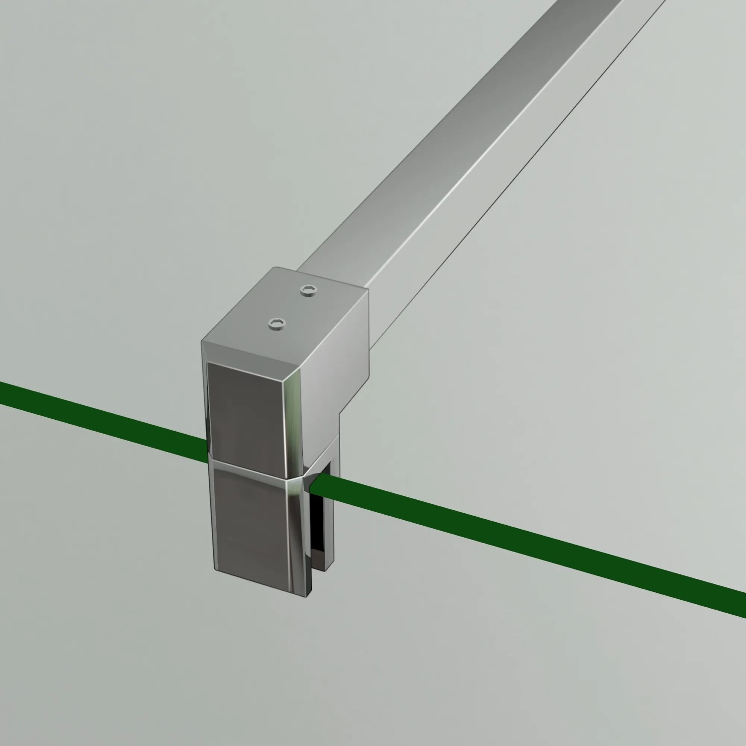 Duschparadies Wandprofil mit Stabilisierungsstange für Glas-Seitenwand in Chrom.