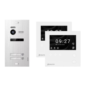 Balter Evo-HD-Mini Video Türsprechanlage für 2 Familien mit 4,3" WiFi Monitor in Silber.