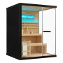 Artsauna Vantaa Sauna, 150x140cm, mit 4,5 kW Ofen. Massivholzsauna mit Glasfront und Ambientebeleuchtung.