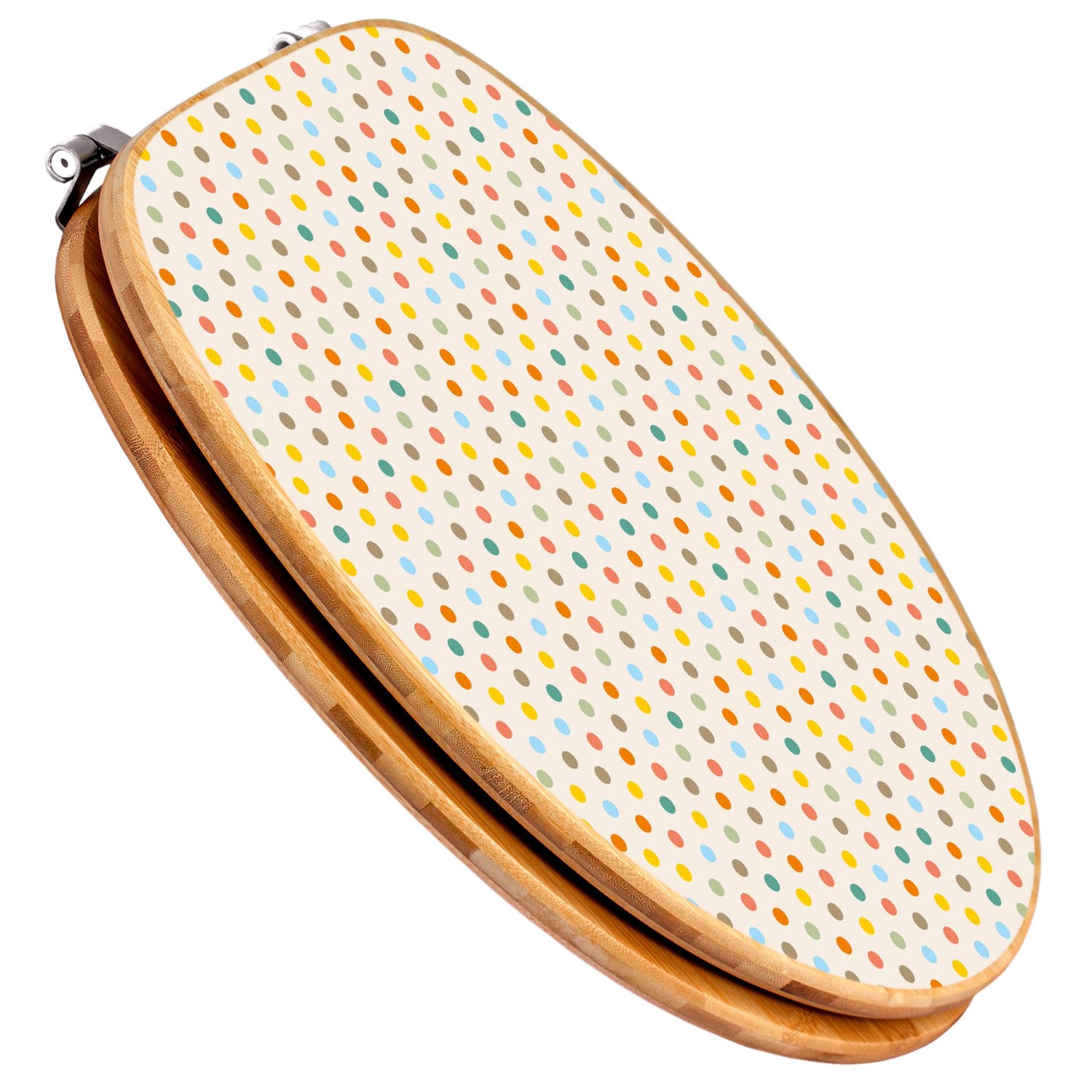 Banjado WC-Sitz aus Bambus mit bunten Punkten, ein dekorativer Hingucker für jedes Badezimmer.