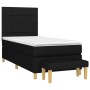 Schwarzes Boxspringbett 80x200 cm mit Matratze und Bank, Stoffbezug.