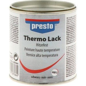 Presto Thermolack Schwarz, hitzebeständig bis 600°C, in Dose. Ideal für Auspuff, Ofenrohr & Grill.