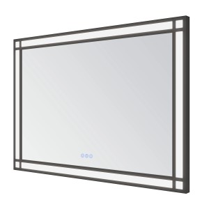 Aquabatos Badspiegel LED Spiegel mit Schwarzem Aluminiumrahmen Badezimmerspiegel mit Beleuchtung 100 x 70 cm Dimmbarer Lichtspiegel Wandspiegel