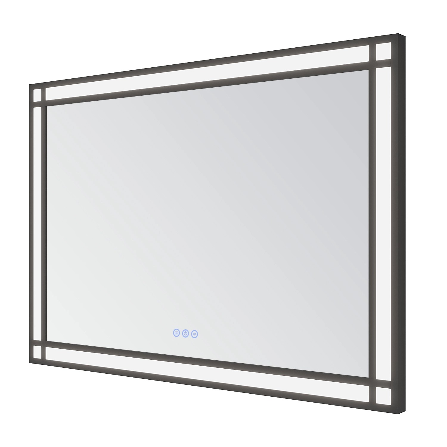 Aquabatos Badspiegel LED Spiegel mit Schwarzem Aluminiumrahmen Badezimmerspiegel mit Beleuchtung 100 x 70 cm Dimmbarer L...