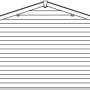 Illustration: Skan Holz Gartenhaus Holmestrand, 380x300 cm, Seitenansicht. Holz-Gartenhaus mit Satteldach.