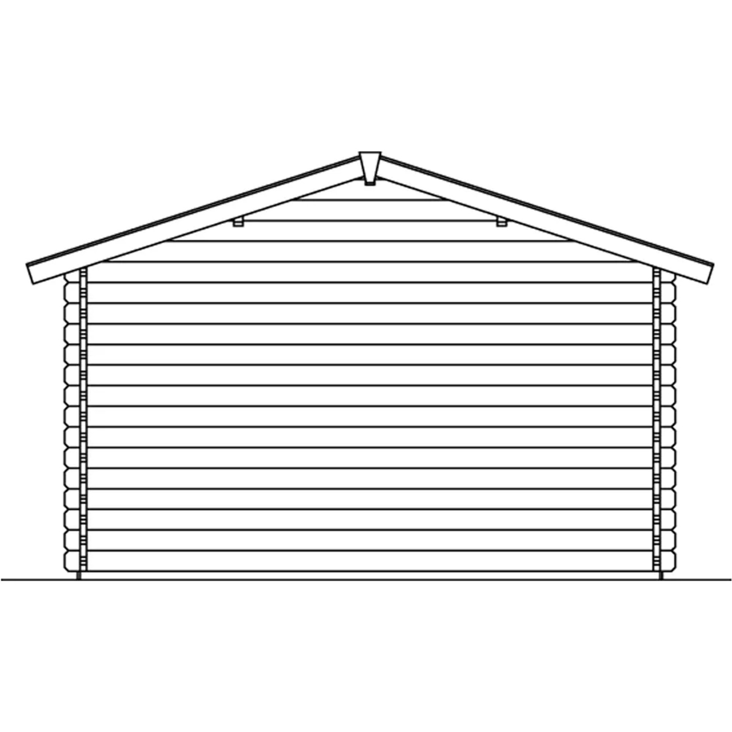 Illustration: Skan Holz Gartenhaus Holmestrand, 380x300 cm, Seitenansicht. Holz-Gartenhaus mit Satteldach.