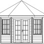 Holz-Pavillon Almelo in Schwedenrot: Gartenlaube mit Doppeltür und Fenstern mit Sprossen.