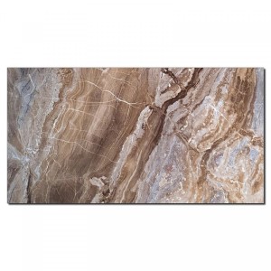 Hochglanz Wandpaneel Arabescato Brown in Marmor-Optik, 60x120cm, für Bad & Küche.