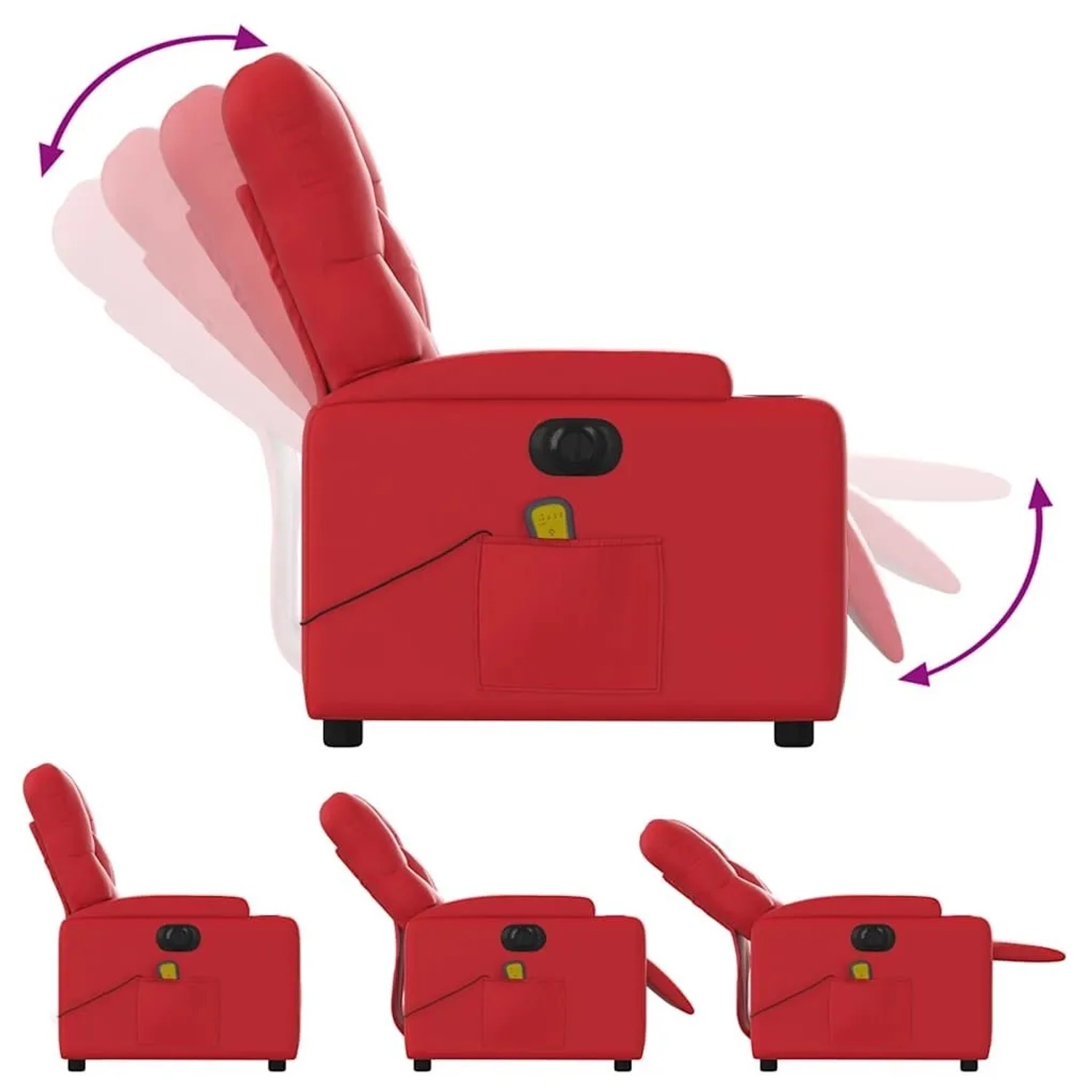 vidaXL Massagesessel Elektrisch Rot Kunstleder 3204770_7
