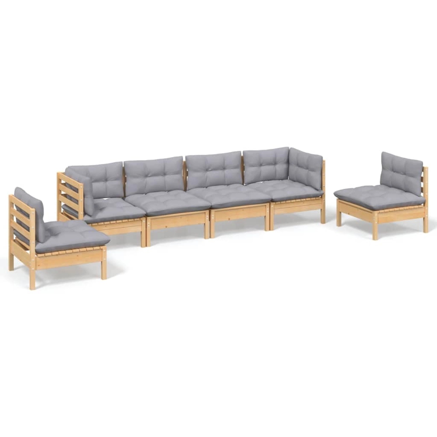 vidaXL 6-Tlg Garten-Lounge-Set mit Grauen Kissen Kiefer Massivholz 3096195 günstig online kaufen