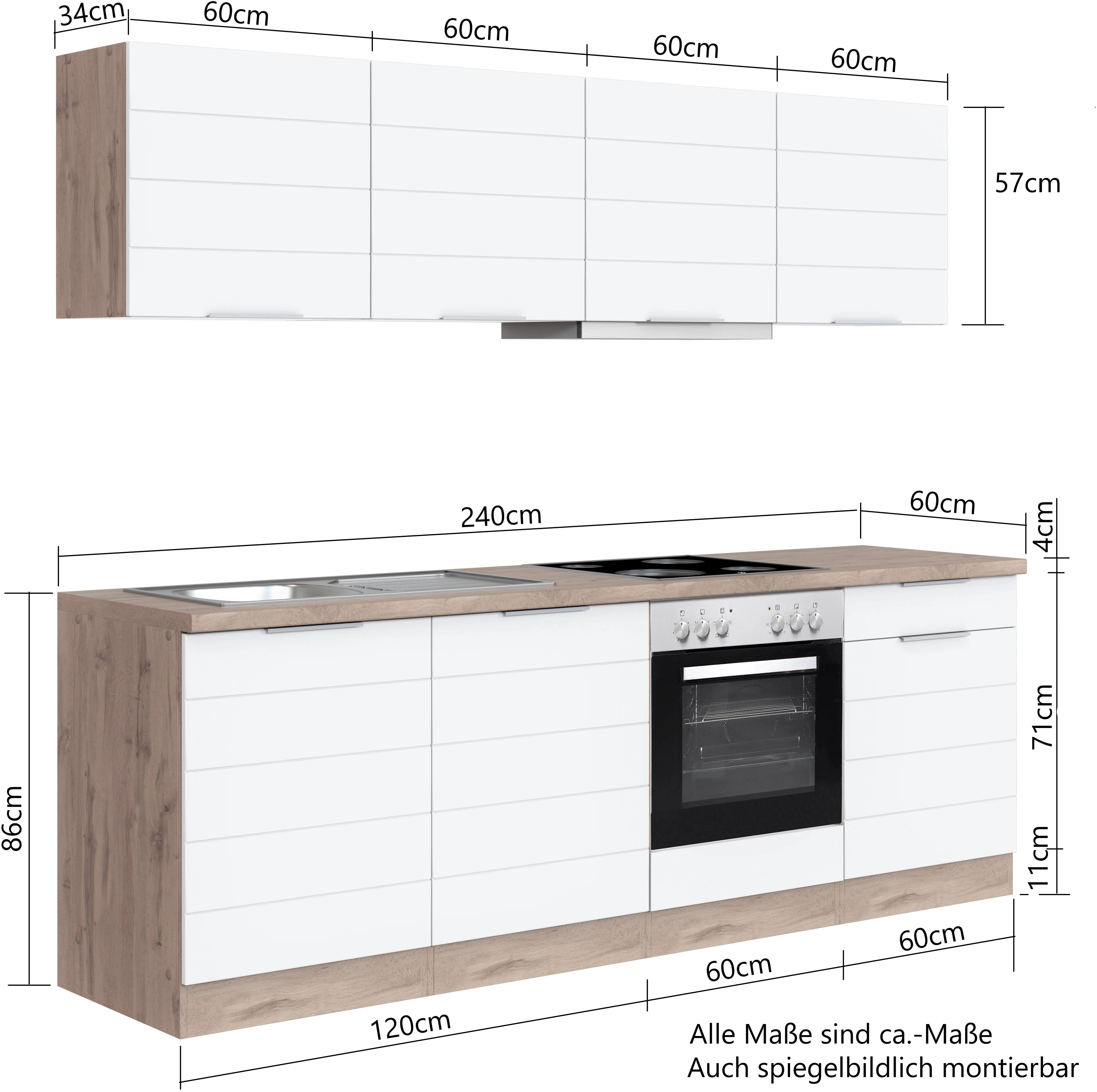 Möbel Matt OBI cm 240 bei Held Weiß-Wotaneiche kaufen Küchenzeile