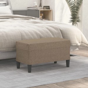 Taupe Sitzbank (70x35x41 cm) aus Stoff, geeignet als Schuhbank oder Bettbank.