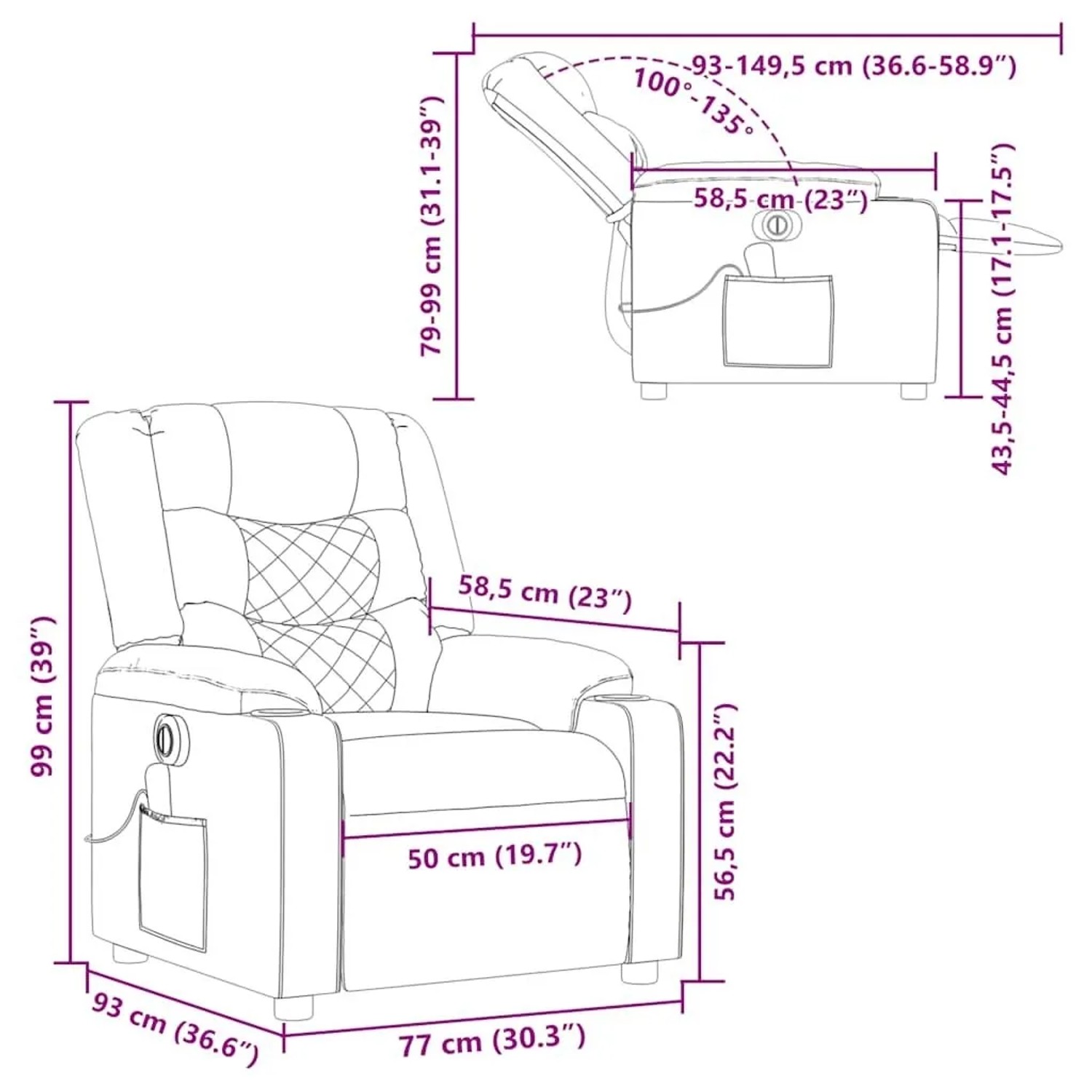 vidaXL Massagesessel Elektrisch Dunkelgrün Stoff 3310257_17