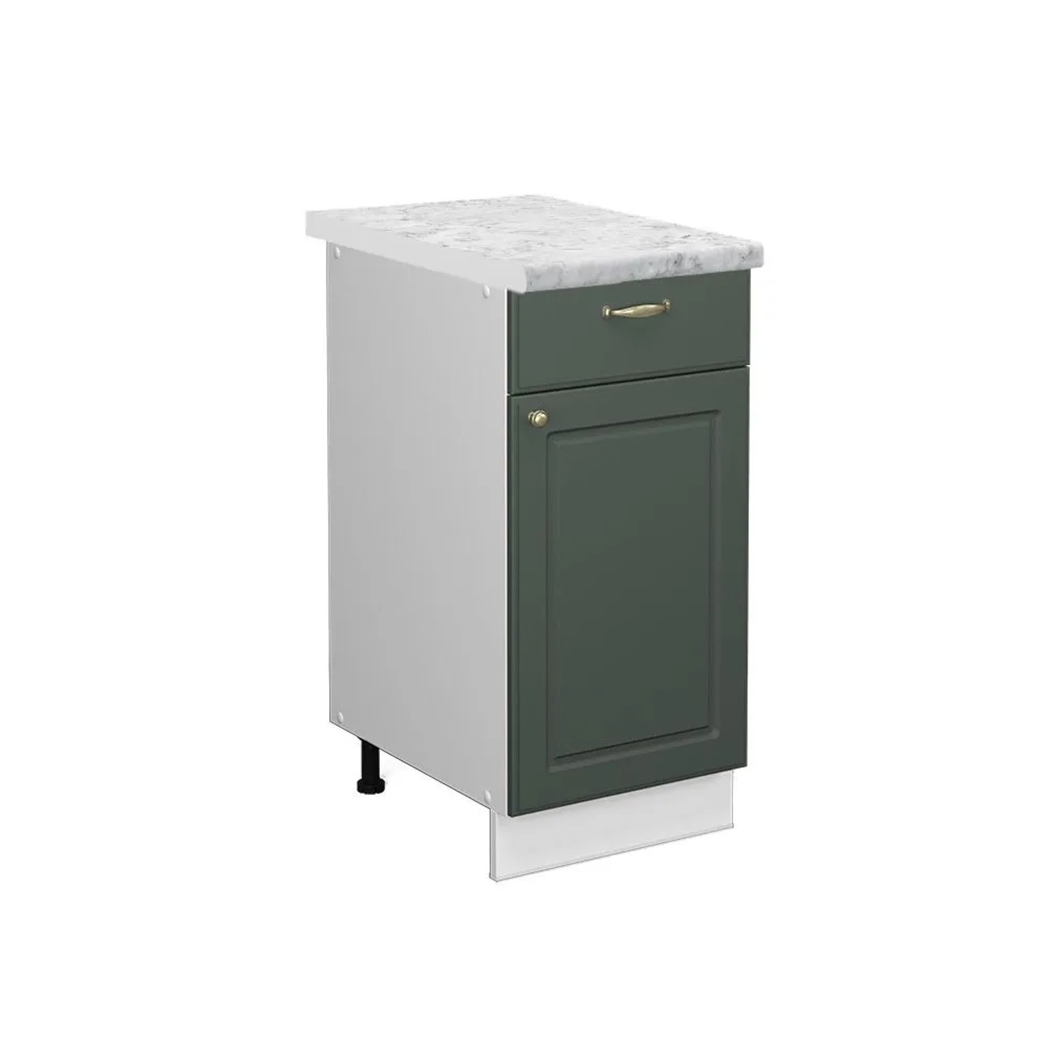 Vicco Küchenunterschrank Fame-Line Grün-Gold Landhaus Weiß 40 cm AP Marmor