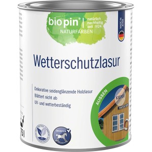 Dose Biopin Wetterschutzlasur Kiefer, lösemittelfrei, für Holz im Außenbereich.