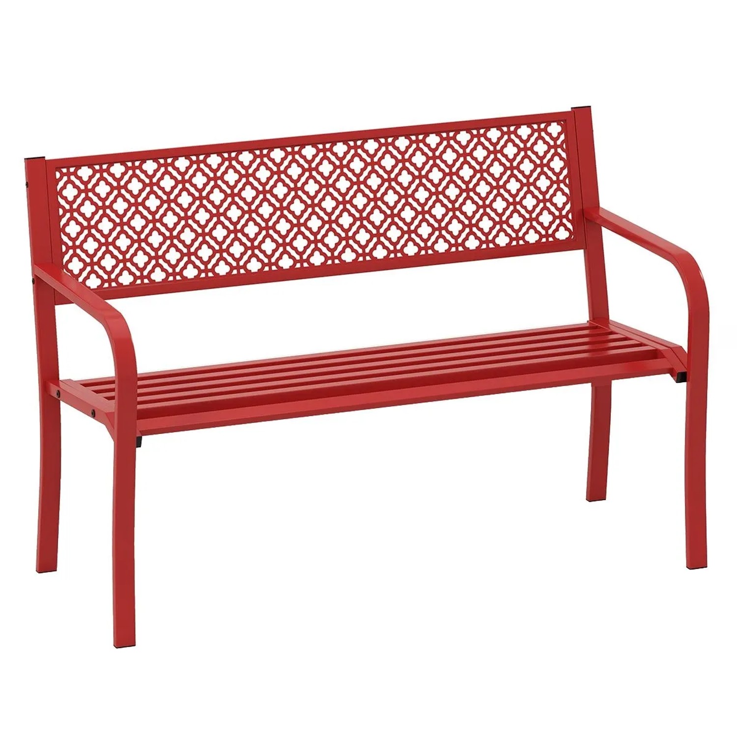 Costway Gartenbank Metall 2 Sitzer mit Rückenlehne 127 x 59 x 82 cm Rot