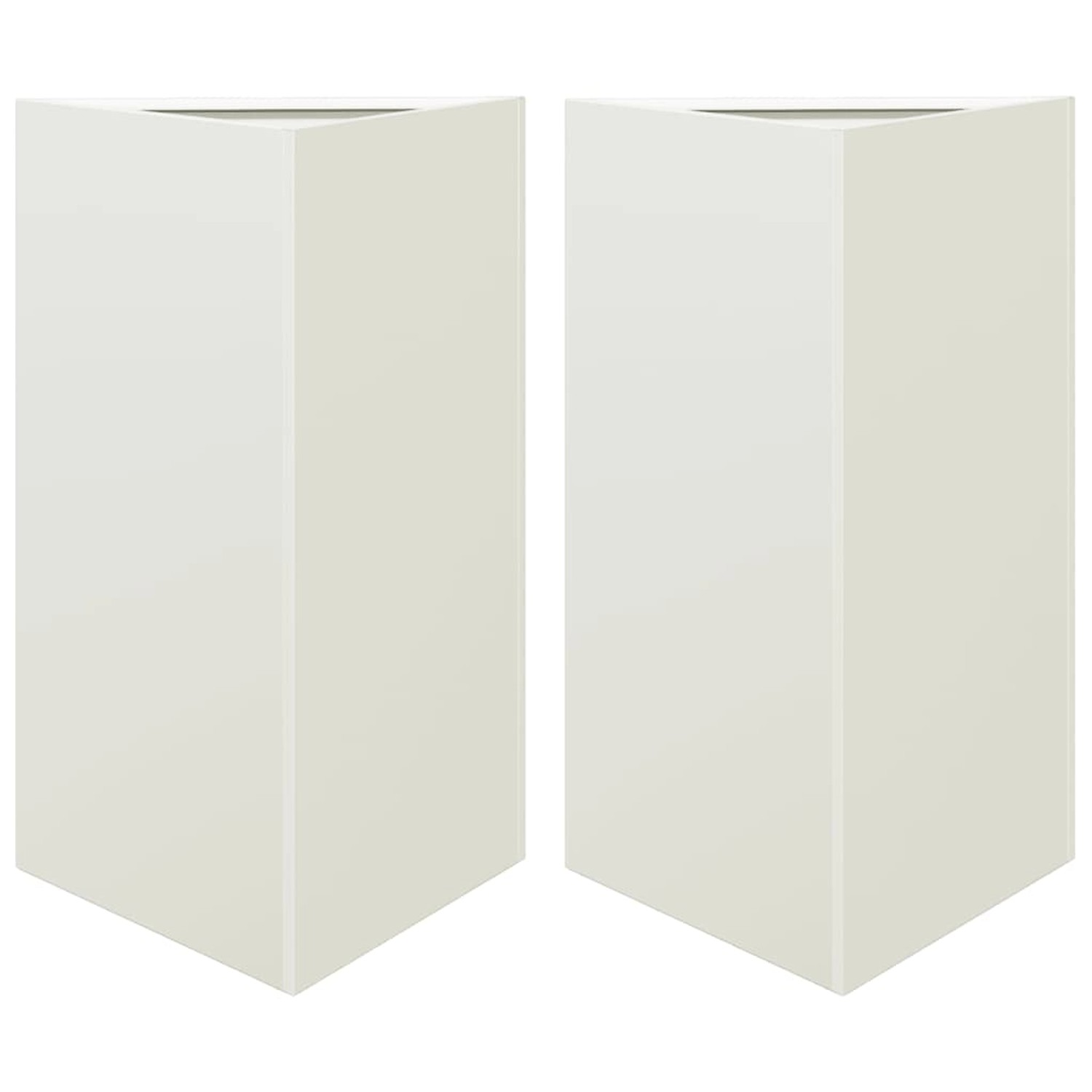 vidaXL Pflanzkübel 2 Stk Weiß Dreieckig 50x43x75 cm Stahl 851174 günstig online kaufen
