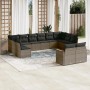 Graue 12-tlg. vidaXL Garten-Sofagarnitur aus Polyrattan mit Kissen.