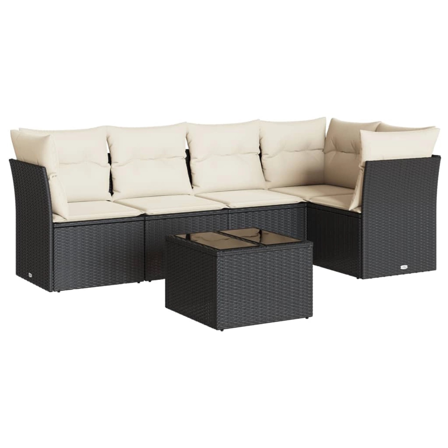 vidaXL 6-tlg Garten-Sofagarnitur mit Kissen Schwarz Poly Rattan Modell 98