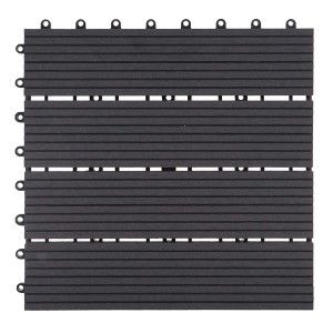 MCW WPC Bodenfliese Sarthe, Holzoptik, anthrazit, 30x30cm, für Balkon und Terrasse.