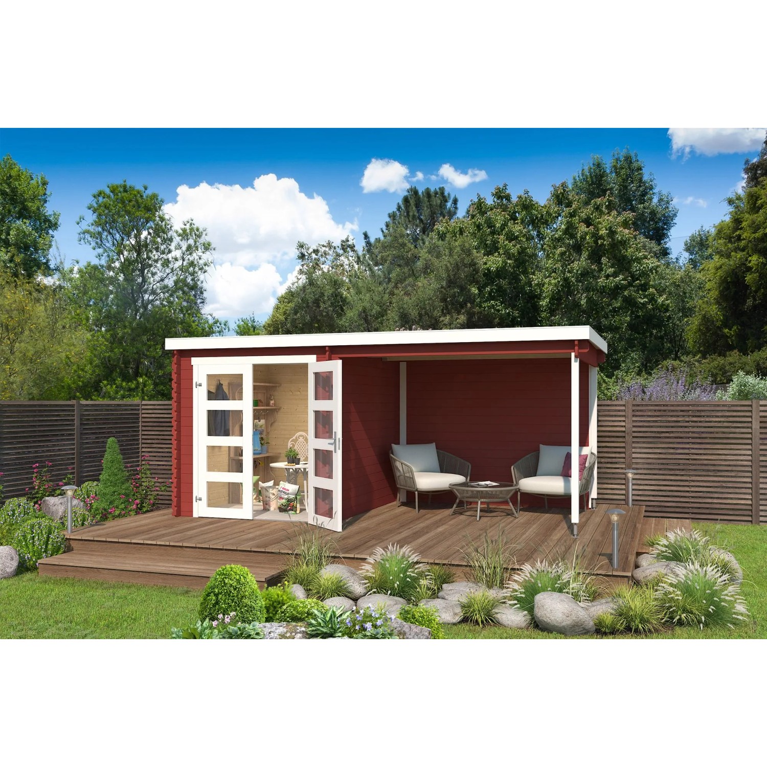 Lasita Gartenhaus Long Beach 472,2 cm x 230 cm Schwedenrot