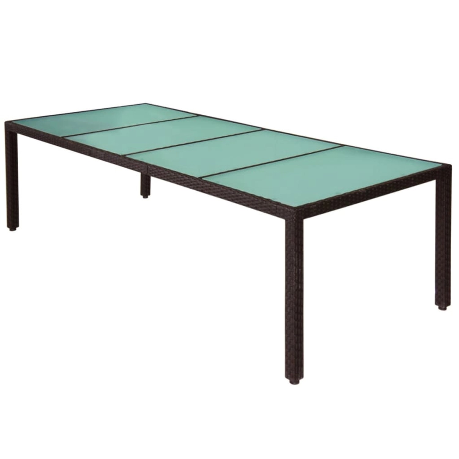 Brauner vidaXL Gartentisch aus Rattan mit Glasplatte, Teil der 11-tlg Essgruppe.