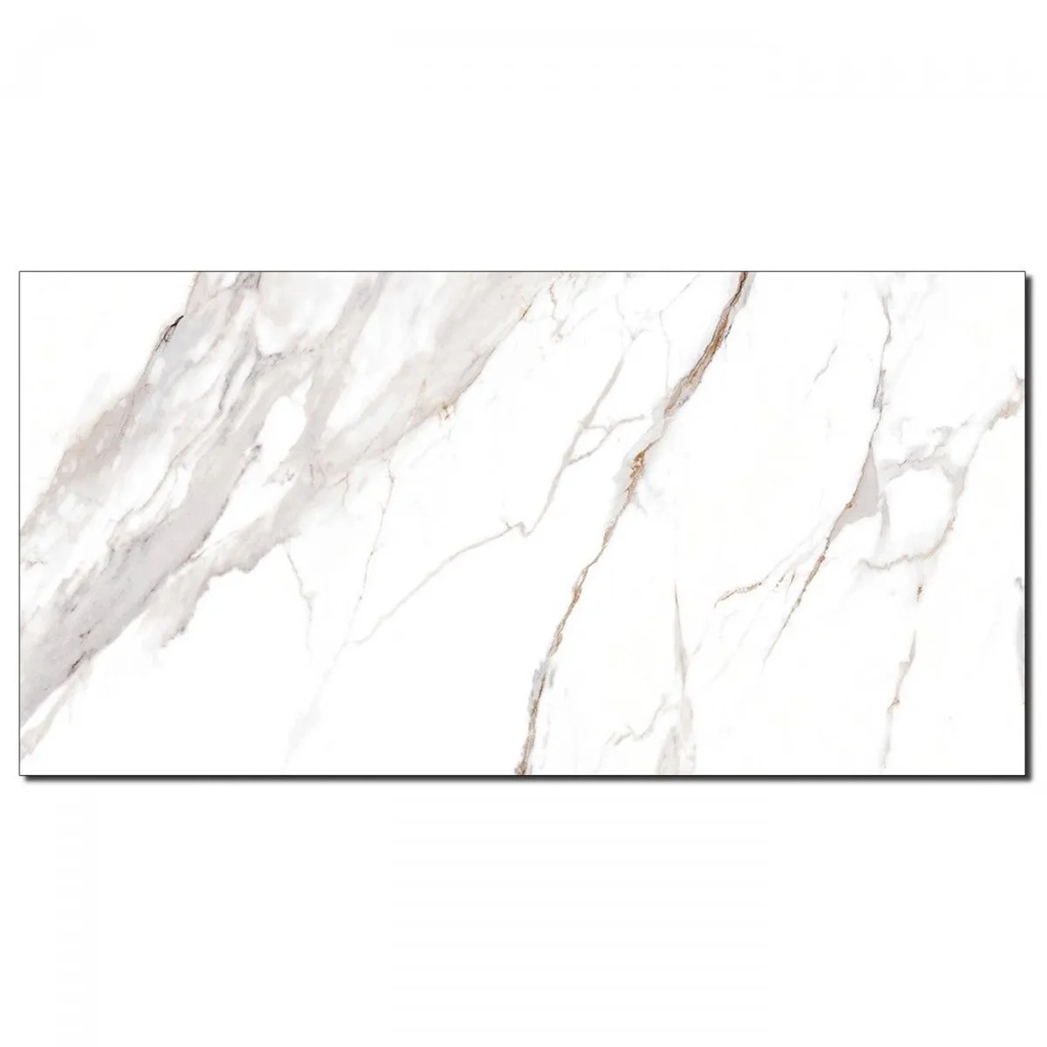 Aluverbund24 PVC Wandpaneele Duschrückwand Küchenrückwand Wandfliesen Soft Calakatta in Marmor-Optik Hochglanz 60x120cm