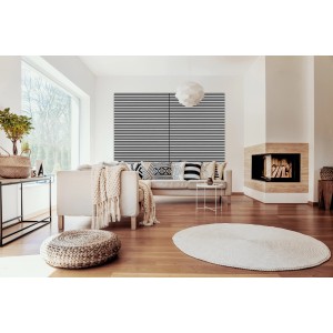 Jangal Wandpaneel Solid Silver Oak im Wohnraum, Akustikpaneel zur Wandgestaltung.