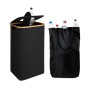 Relaxdays Pfandflaschen Sammelbehälter Baumwolle EVA Bambus Schwarz Mit Deckel 100 l 70 cm x 42 cm x 34 cm 1,3 kg