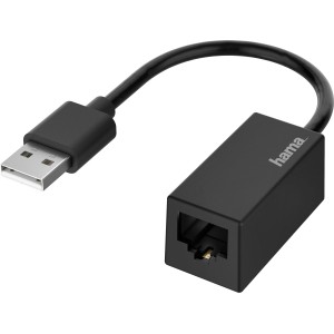 Schwarzer Hama Netzwerk-Adapter USB zu LAN/Ethernet für schnelle Netzwerkverbindung.