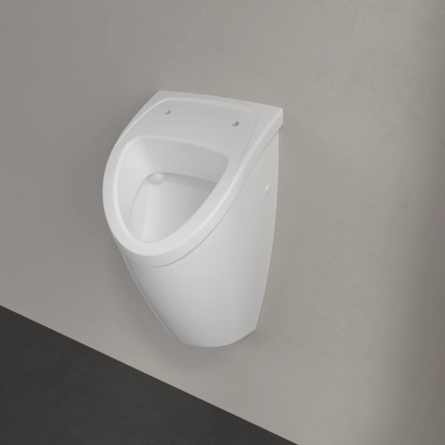 Weißes Villeroy & Boch O.NOVO Absaugurinal aus Keramik, wandmontiert. Kompaktes Design für Bad & Gäste-WC.
