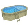 ALTANKA Holzpool Nemo 5,79x3,49 Höhe 1,45 m HELLBLAU mit Liegefläche mit am Beton Verschraubten Stützen BAS7304OSPL+PLA304