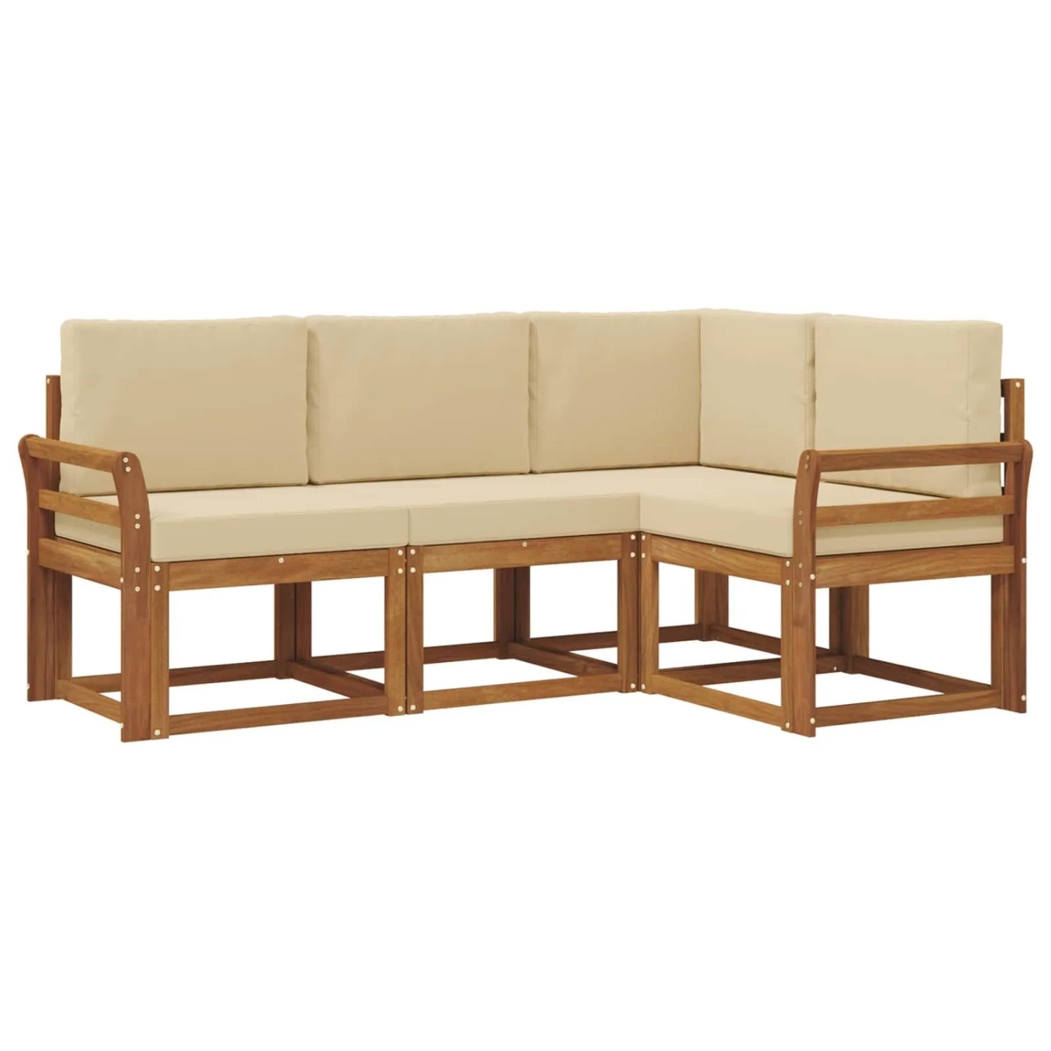 vidaXL Outdoor-Sofagarnitur mit Kissen 4 Stk Natur und Beige 3366326