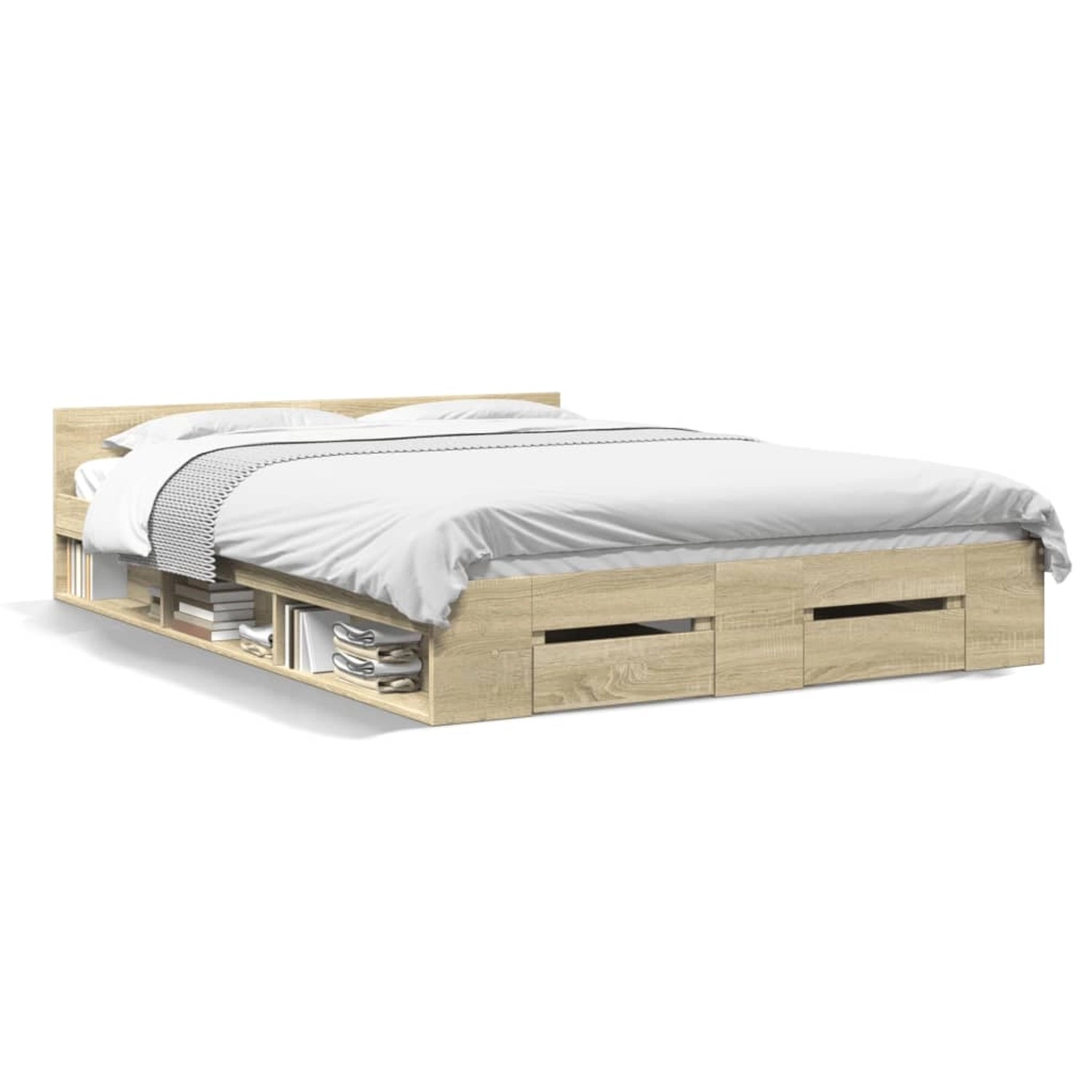 vidaXL Bettgestell mit Schubladen Sonoma-Eiche 120x200cm Holzwerkstoff 3280 günstig online kaufen