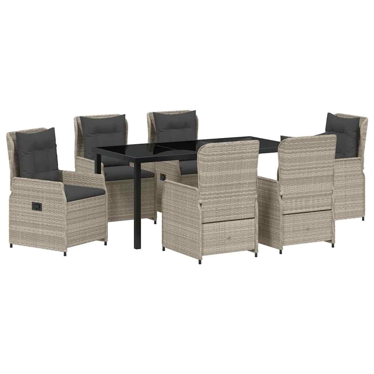 vidaXL Garten Essgruppe 7-Tlg Hellgrau Poly Rattan 3380978 günstig online kaufen
