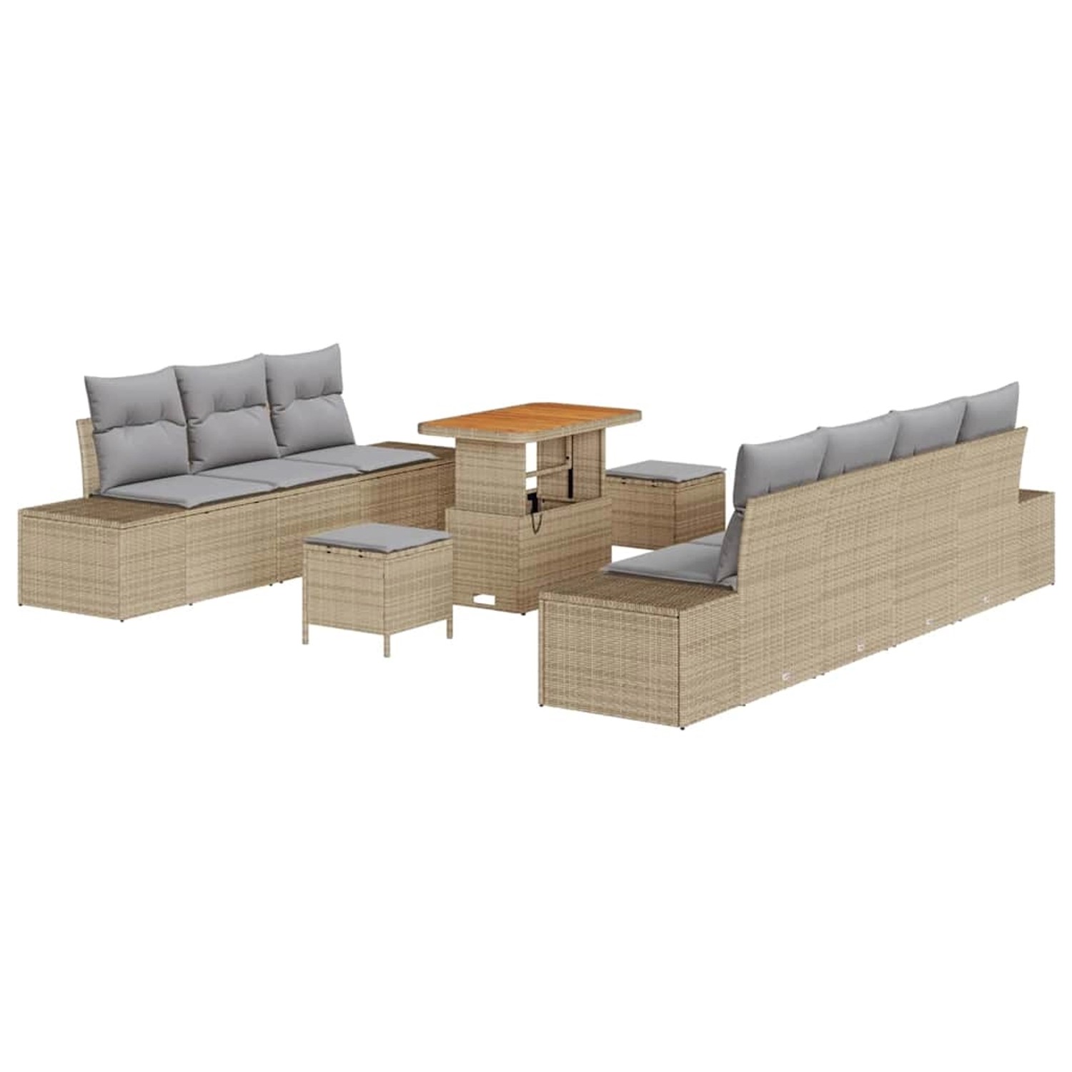vidaXL Garten-Sofa-Set mit Kissen 10-Tlg Beige Poly Rattan 3362752 günstig online kaufen