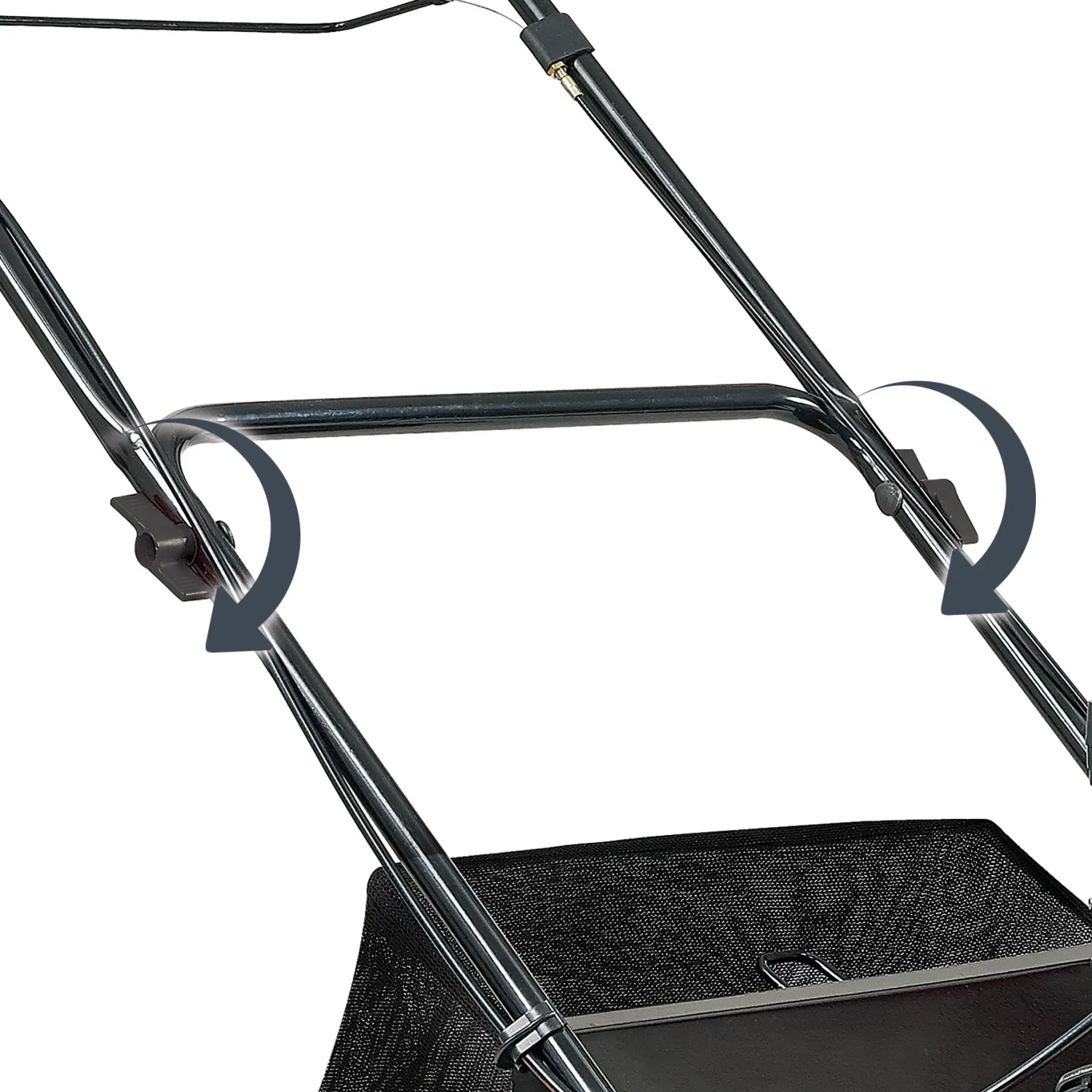 Detailaufnahme: Klappbarer Holm des Einhell Benzin-Vertikutierers GC-SC 2240 P.
