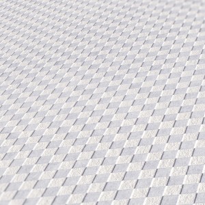 Überstreichbare Vliestapete mit geometrischem Rautenmuster in Weiß/Grau.