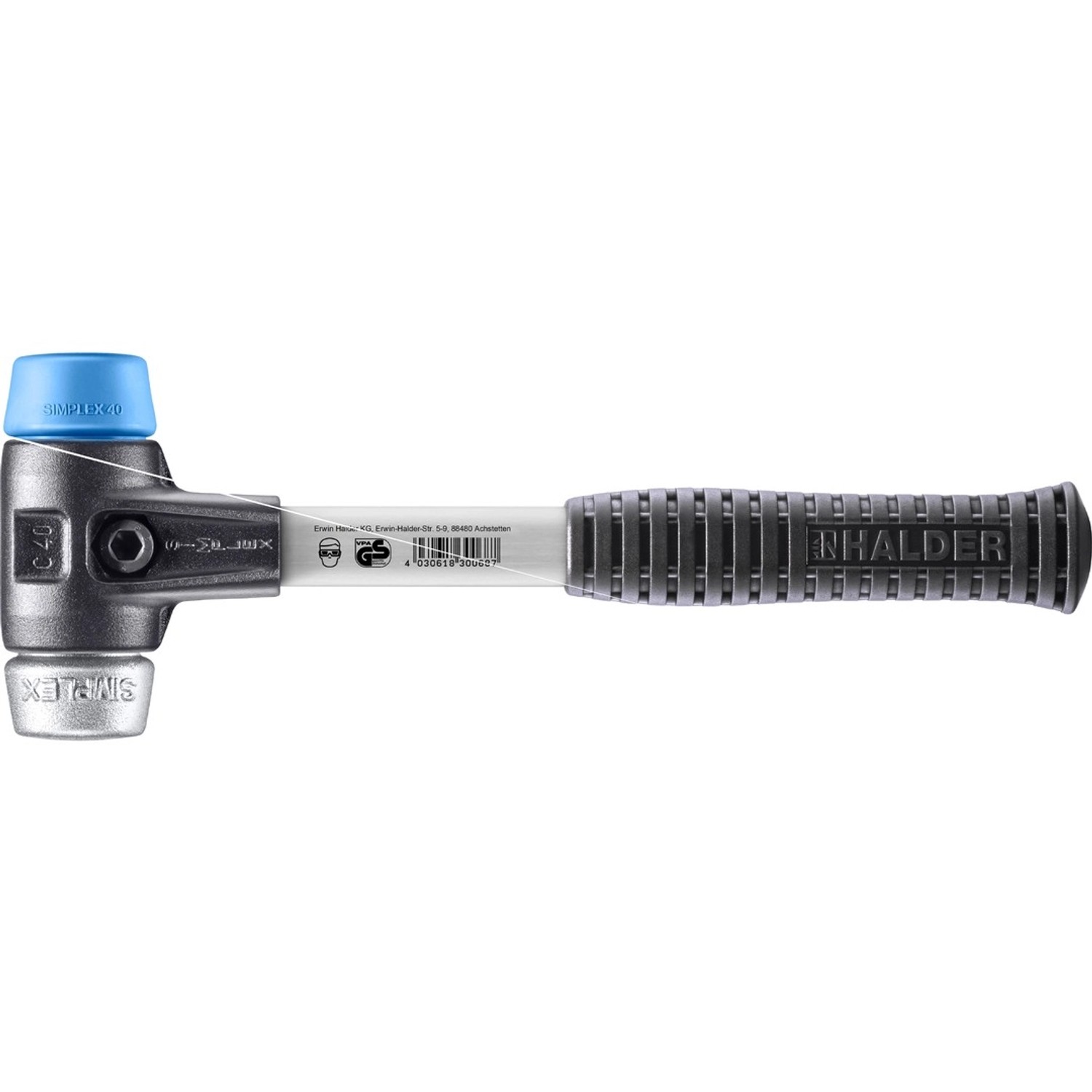 Halder Simplex Schonhammer Ø 40 mm TPE-soft Blau   Weichmetall mit Verstärk günstig online kaufen