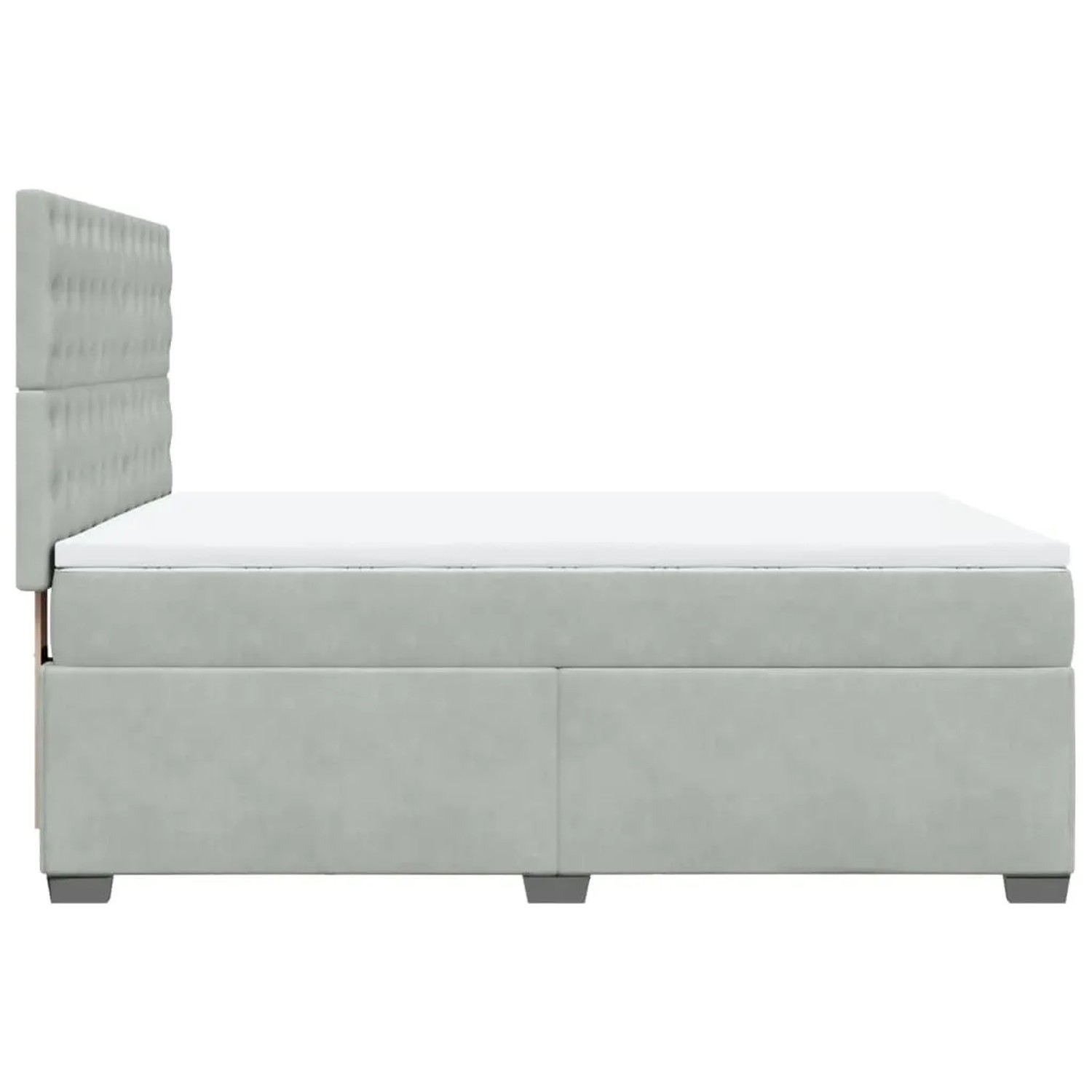 Hellgraues vidaXL Boxspringbett 140x200 cm mit Matratze und Samtbezug.