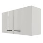 Flex-Well Oberschrank Lund, 100 cm, lichtgrau glänzend mit Rauchgrau, für die Küche.