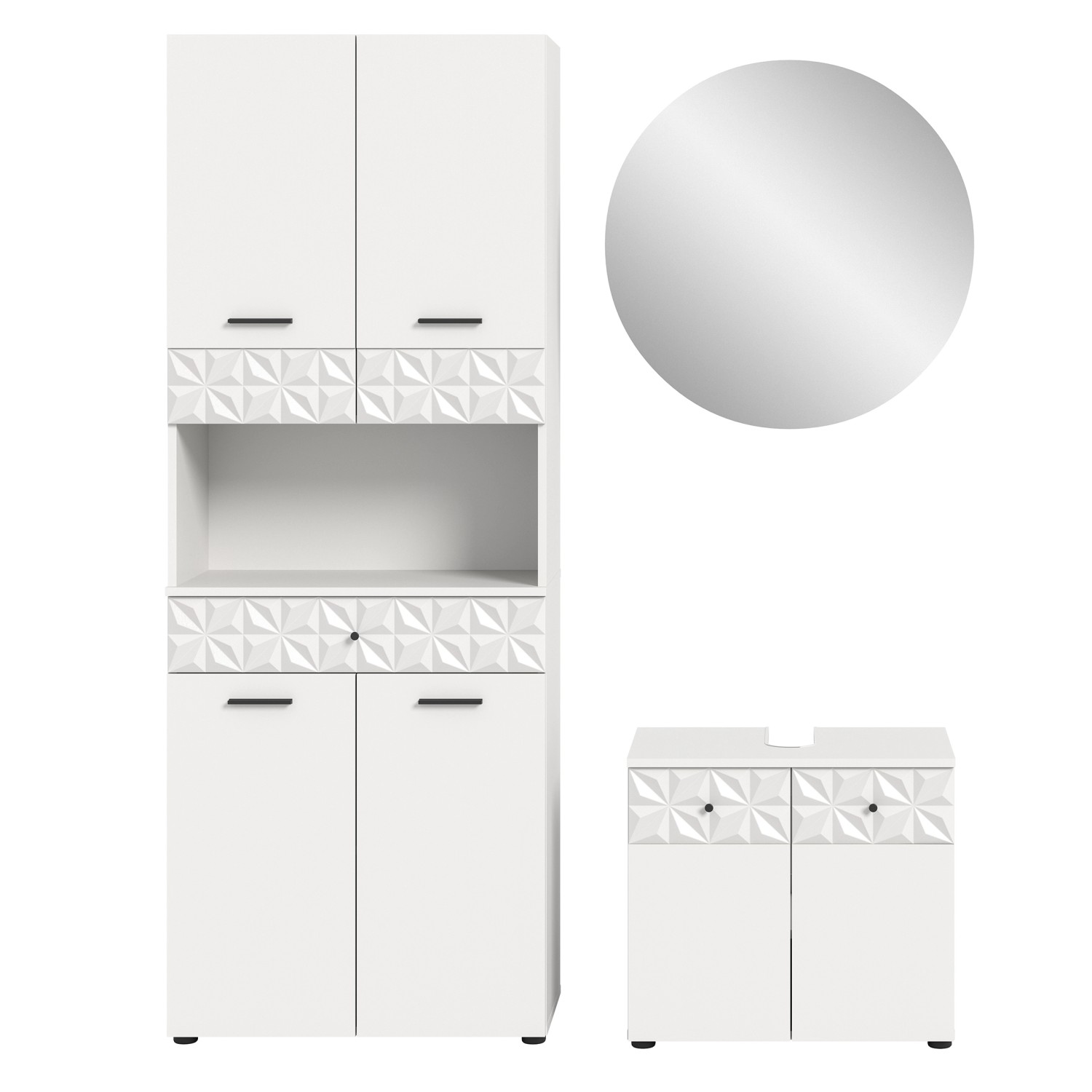 Badkombination Prisma m. Hochschrank Weiß 187 cm x 176 cm x 37 cm 3-tlg._2