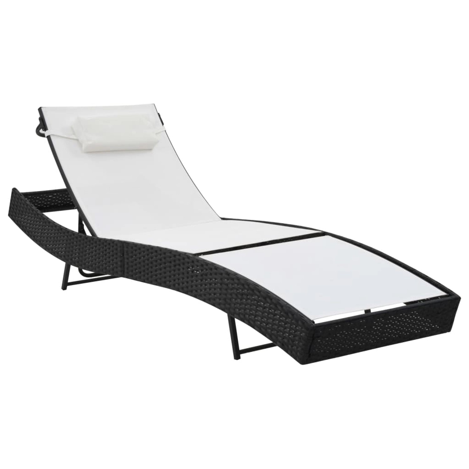 vidaXL Sonnenliege mit Kissen Poly-Rattan Schwarz 44718