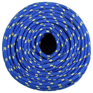 Blaues Bootsseil (6 mm, 250 m) aus Polypropylen, aufgerollt.