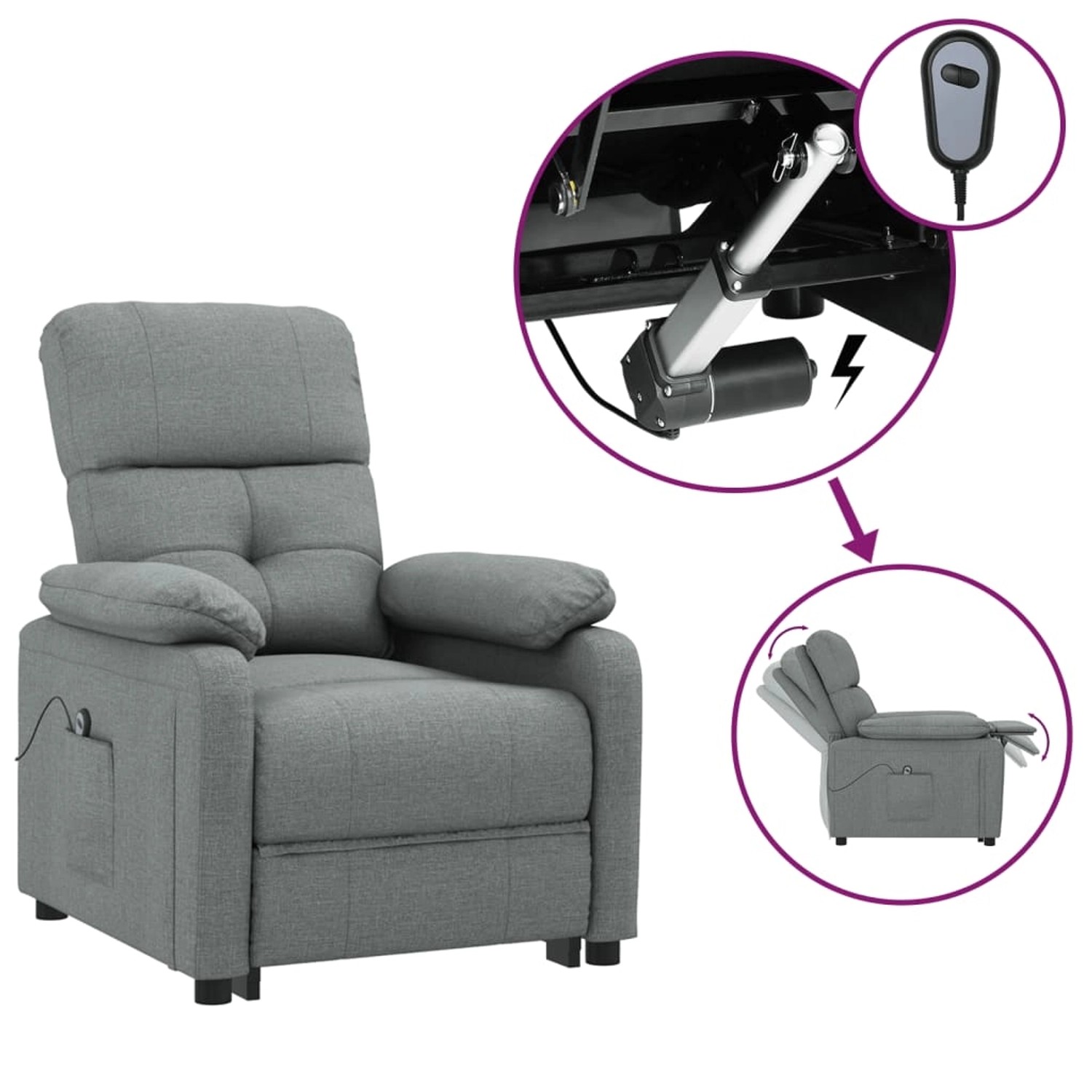vidaXL Relaxsessel Elektrisch Dunkelgrau Stoff 3073803